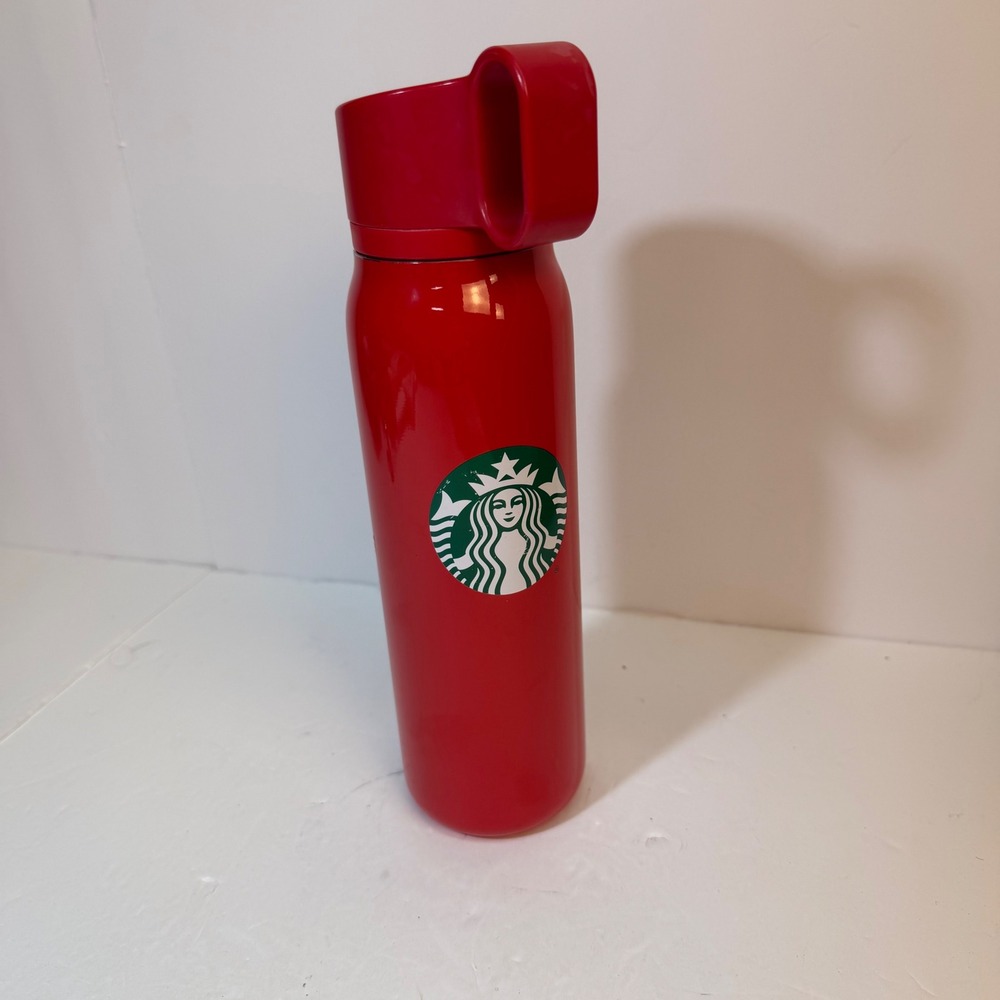 Starbucks Red Stainless Steel Water Bottle 20oz Siren Logo Flip Straw Tumbler